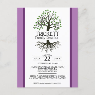 Postal De Invitación Reunión de familia de árboles de Lavender