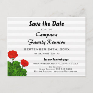 Postal De Invitación Reunión de Geranio Rojo, Fiesta, evento Guardar fe