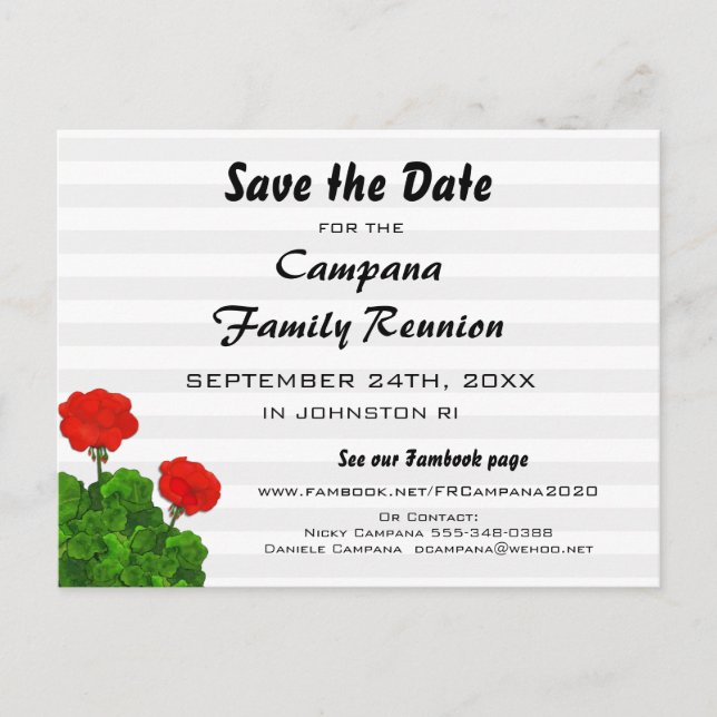 Postal De Invitación Reunión de Geranio Rojo, Fiesta, evento Guardar fe (Anverso)