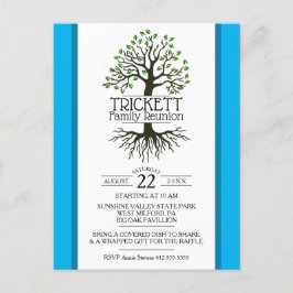 Postal De Invitación Reunión de la familia de árboles Sky Blue