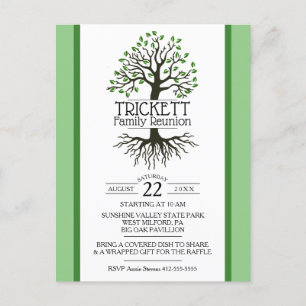 Postal De Invitación Reunión de la familia Sage Green Family Tree