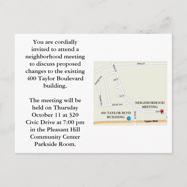 Postal De Invitación Reunión de vecinos (Anverso)