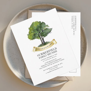 Postal De Invitación Reunión Familiar Árbol Genealógico de Acuarela