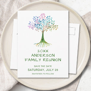 Postal De Invitación Reunión Familiar Árbol Genealógico Save The Date