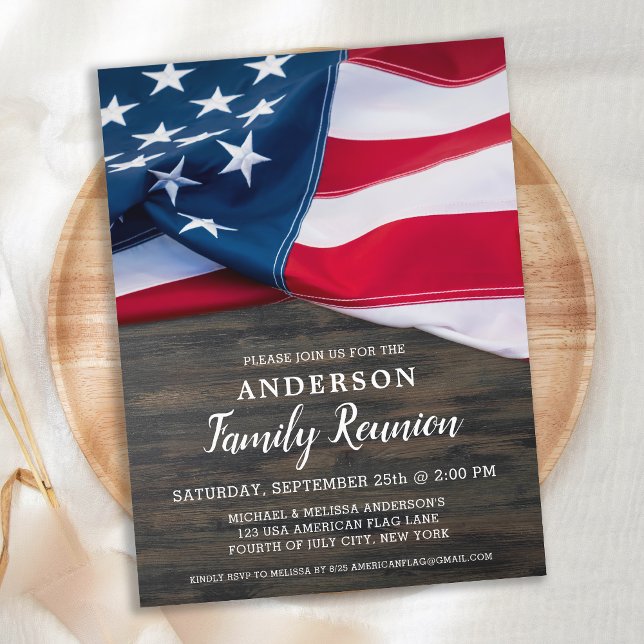 Postal De Invitación Reunión familiar Bandera estadounidense Fiesta pat (Subido por el creador)