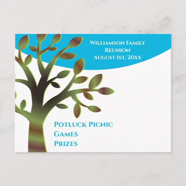 Postal De Invitación Reunión familiar de árbol de familia moderna (Anverso)