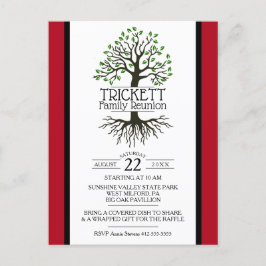 Postal De Invitación Reunión familiar de árbol de familia roja oscura