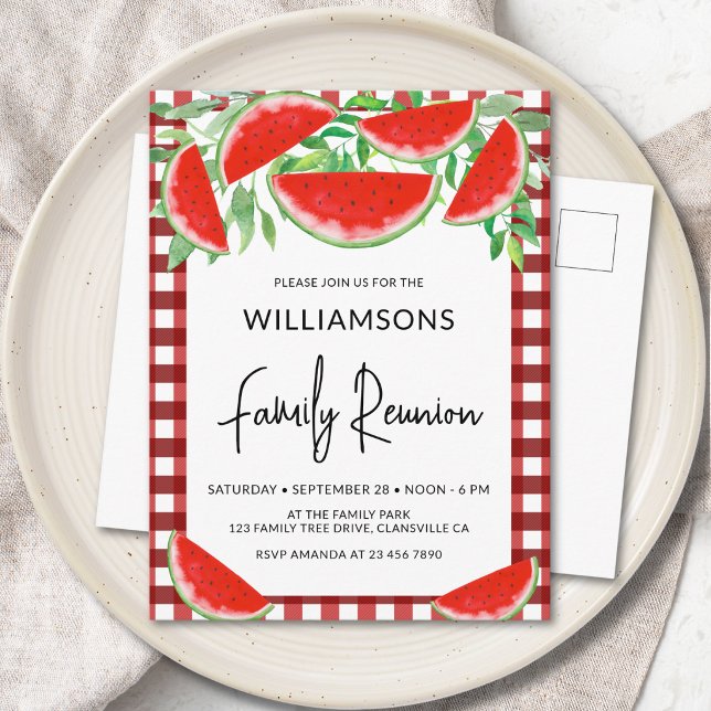 Postal De Invitación Reunión Familiar de Sandías de Verano (Subido por el creador)