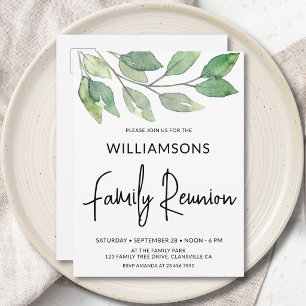 Postal De Invitación Reunión Familiar de Vegetación en Acuarela