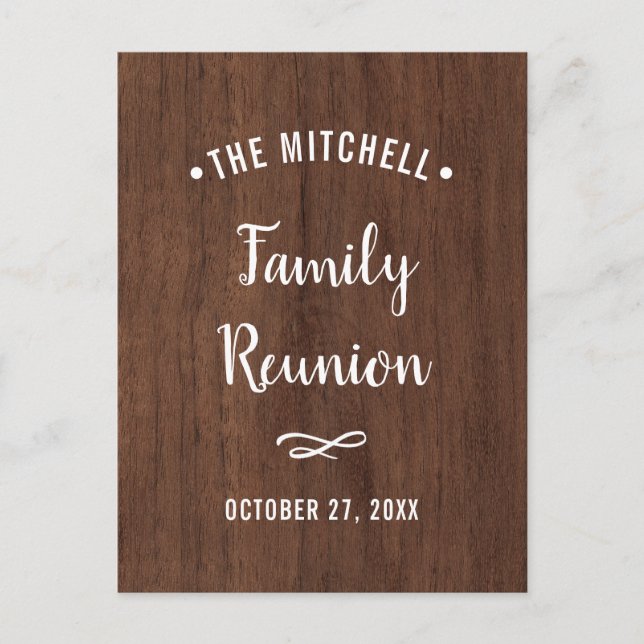 Postal De Invitación Reunión familiar simple | Mirada Rusa De Madera (Anverso)