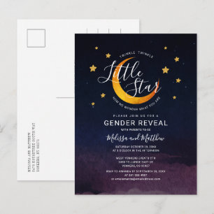 Postal De Invitación Revelación de género Twinkle Little Star Azul Mari