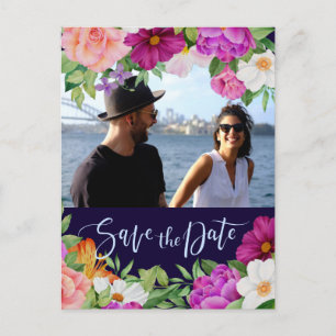 Postal De Invitación Rich Colorful Bouquets Photo Save the Date