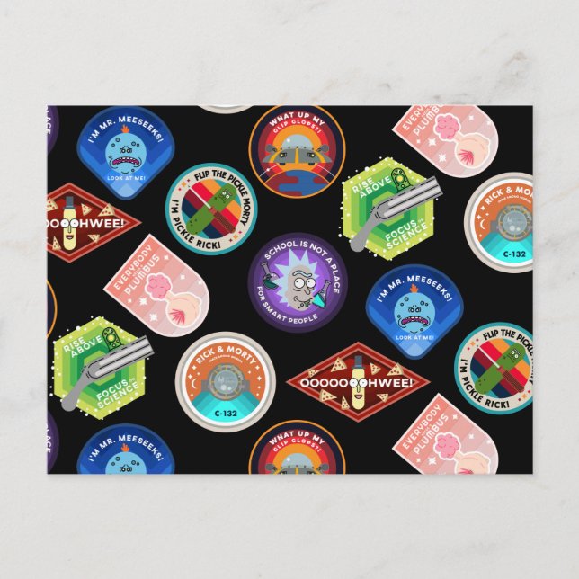 Postal De Invitación RICK AND MORTY™ | Patrón de parches en el espacio  (Anverso)
