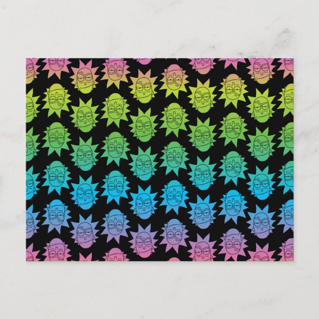 Postal De Invitación RICK AND MORTY™ | Patrón Rainbow Rick Head (Anverso)