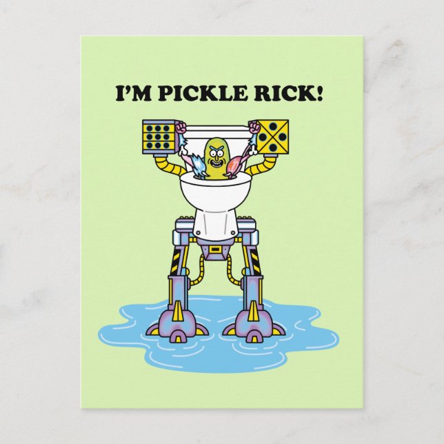 Postal De Invitación RICK AND MORTY™ | Pickle Rick Toilet Mech (Anverso)