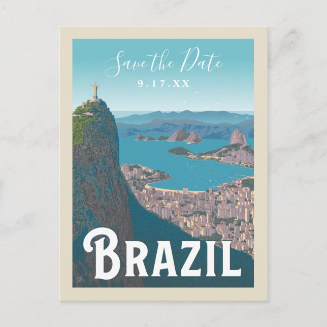 Postal De Invitación Río de Janeiro, Brasil | Reserva la fecha (Anverso)