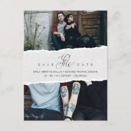 Postal De Invitación Ripped Paper Effect Wedding Custom Photo Script