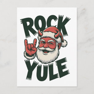 Postal De Invitación Roca Yule Santa Diablos Cuernos Yule krampus