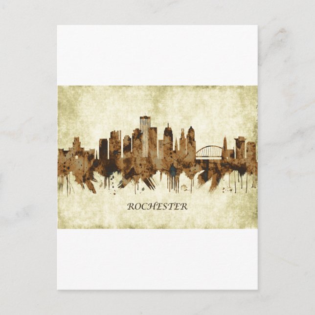 Postal De Invitación Rochester New York Cityscape (Anverso)