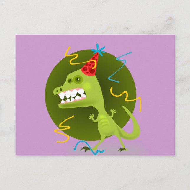 Postal De Invitación Rock de Dino - Fiesta de cumpleaños de los dinosau (Anverso)