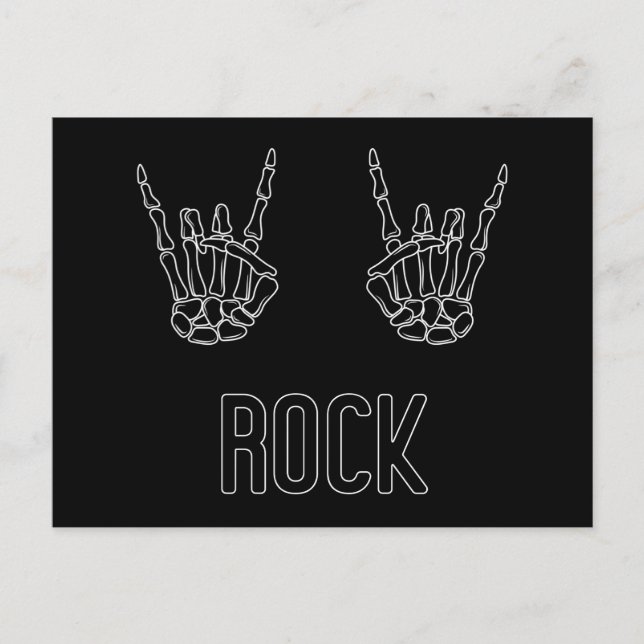 Postal De Invitación Rock en manos de Skeleton (Anverso)