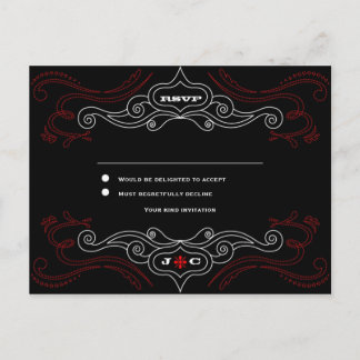 Postal De Invitación Rock Rojo y Negro 'n' Roll Música Boda