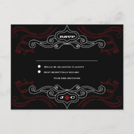 Postal De Invitación Rock Rojo y Negro 'n' Roll Música Boda