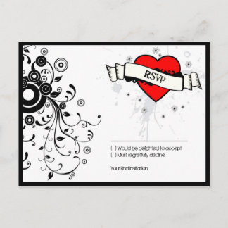 Postal De Invitación Rock & Roll Grungy Heart Music Boda