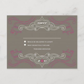 Postal De Invitación Rock rosa y gris 'n' Roll Music Boda
