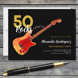 Postal De Invitación Rock y Roll 50 cumpleaños fiesta 50 rocas
