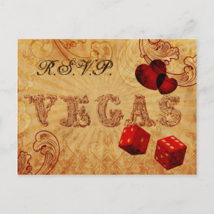 Postal De Invitación rojo dice Vintage Vegas boda rsvp