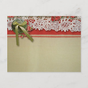 Postal De Invitación Rosa antiguo Lace Rústico Rojo Victorilap