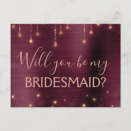 Postal De Invitación Rosa de Borgoña, sirvienta de honor