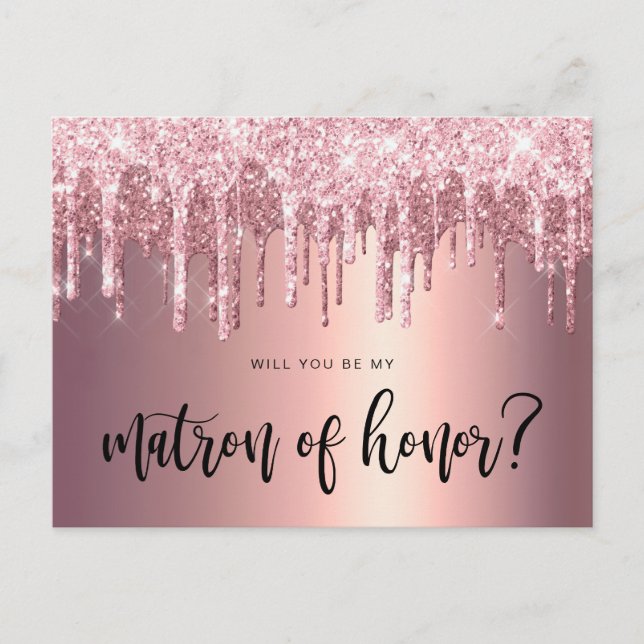 Postal De Invitación Rosa de golosinas será mi matrona de honor (Anverso)