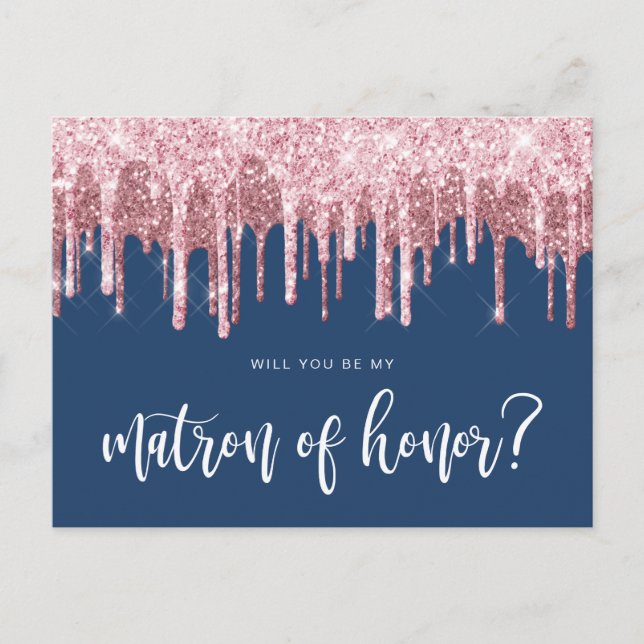 Postal De Invitación Rosa de golosinas será mi matrona de honor (Anverso)