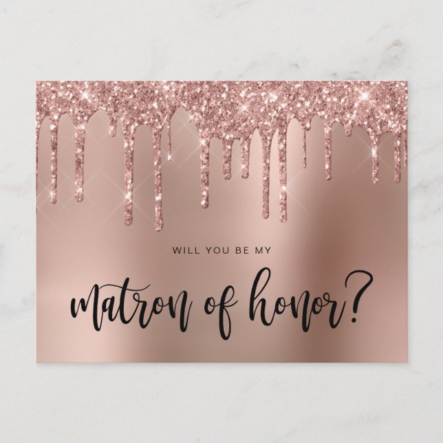 Postal De Invitación Rosa de golosinas será mi matrona de honor (Anverso)