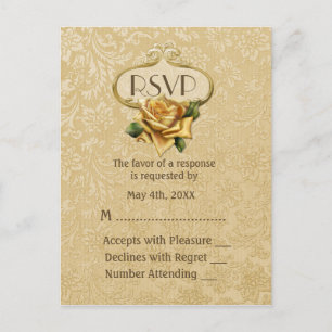 Postal De Invitación Rosa de Oro 50 años RSVP