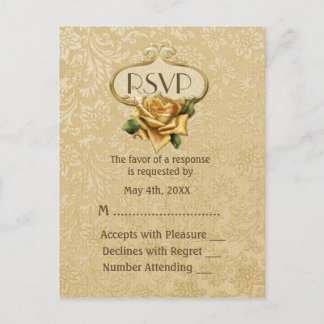 Postal De Invitación Rosa de Oro 50 años RSVP