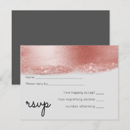 Postal De Invitación Rosa de presupuesto Purpurina de oro Relieve metal