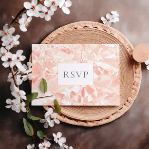 Postal De Invitación Rosa de Rubor Crystal Cut Gemstone Wedding RSVP