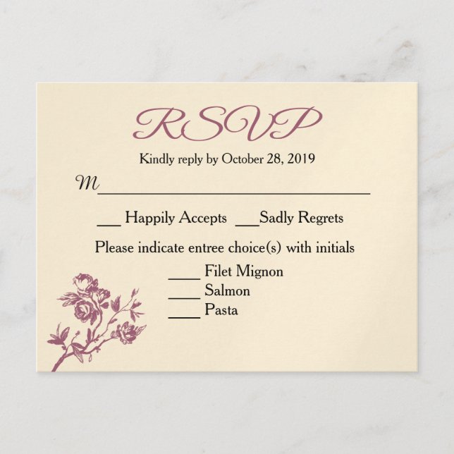 Postal De Invitación ¡Rosa Delight! Postcarta de respuesta RSVP rosa de (Anverso)