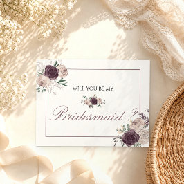 Postal De Invitación Rosa Dorado Floral Rosa ¿Quieres Ser Mi Dama de Ho