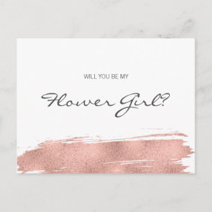 Postal De Invitación Rosa Dorado Pincelada Sé Mi Florista