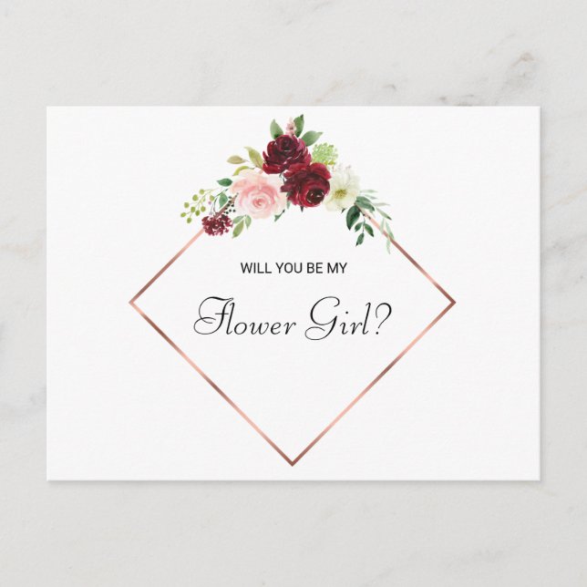 Postal De Invitación Rosa geométrico Gold Spring Floral Chica (Anverso)