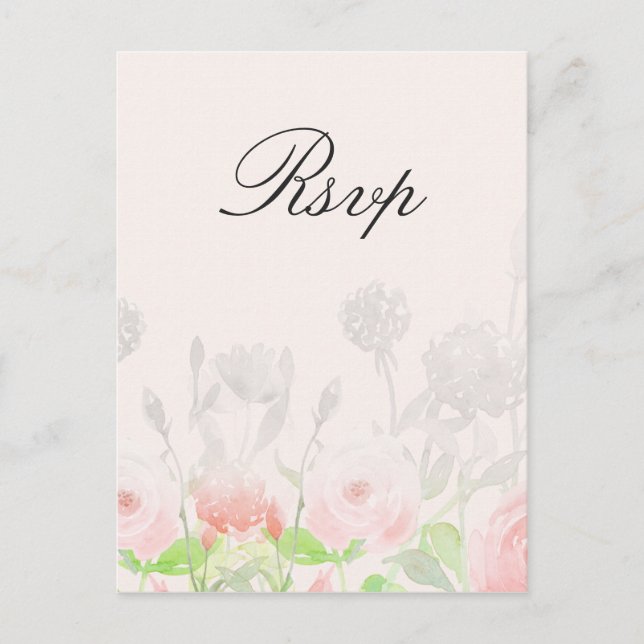 Postal De Invitación Rosa Jardín moderno Floral boda rsvp (Anverso)