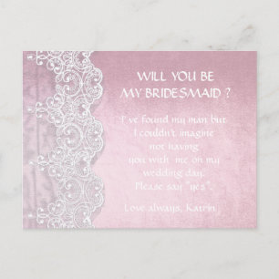 Postal De Invitación Rosa Lace Blanco Oro Serás Mi Novia