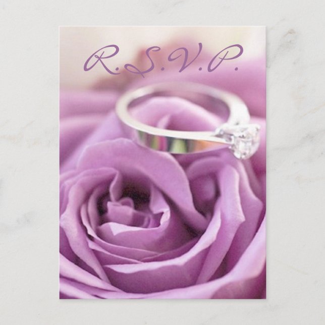 Postal De Invitación rosa morado romántico ducha de novia floral (Anverso)