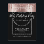 Postal De Invitación Rosa Purpurina de oro goteo negro 50 cumpleaños<br><div class="desc">Banner central de estilo marqués blanco contra invitación de 50 años con oro metálico en blanco negro y moderno tipo de escritura con un tipo de letra de san serif que contrasta. Una invitación formal de estilo glamoroso. El cartel de marquesina le agrega un toque de drama a su fiesta...</div>