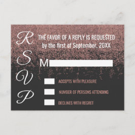 Postal De Invitación Rosa Purpurina de oro resalta confirmaciones de as