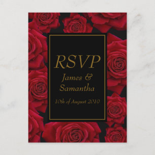 Postal De Invitación Rosa Roja Elegante - RSVP de Boda